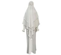 Robes décontractées pour femme, robe de prière musulmane, vêtement du Ramadan, Abaya Islam, Jilbeb, ensemble de 2 pièces, écharpe Khimar superposée, hijab et robe longue, robes maxi pour femme, blanc
