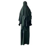 Robes décontractées pour femme, robe de prière musulmane, vêtement du Ramadan, Abaya Islam, Jilbeb, ensemble de 2 pièces, écharpe Khimar superposée, hijab et robe longue, robes maxi pour femme, Vert