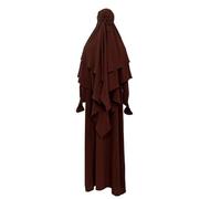 Robes décontractées pour femme, robe de prière musulmane, vêtement du Ramadan, Abaya Islam, Jilbeb, ensemble de 2 pièces, écharpe Khimar superposée, hijab et robe longue, robes maxi pour femme, café