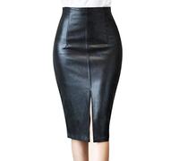 Robes décontractées pour femmes, jupe en cuir, jupe à taille haute, moulante, longueur fendue, jupe pour femmes, robes d'invitées de mariage pour femmes, Noir , 5XL
