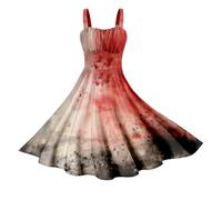 Robes décontractées pour femmes, robe d'Halloween sanglante à la mode, robe d'invitée de mariage, Rouge, XL