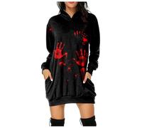 Robes décontractées Robe tricotée pour femme Robe pull Robe d'automne Robe d'hiver élégante Robe d'Halloween confortable pour femme Robe avec imprimé à manches longues Pull à capuche à manches longues