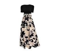 Robes d'été 2025 pour femmes, mignonne, manches cloches, trois couches, col en V, robe ample à imprimé balançoire, robes d'invitées de mariage pour femmes, kaki, L
