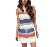 Robes d'été 2026 pour femme, robe d'été sans manches, décontractée, ample, en polyester, parfaite pour les jours à venir, pour les jeunes gens, pour invitées de mariage, robe de fête, bleu, M