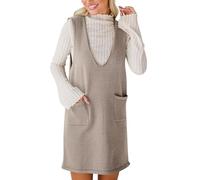 Robes d'été 2026 pour femmes, robe chandail sans manches, col en V, mini avec poches, rose gold, S