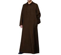 Robes d'été 2026 pour hommes, style arabe musulmane, décontracté, manches longues, poche, robe ample, robe pour invités de mariage, robe de fête, marron, 3XL