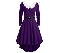 Robes d'été courtes pour femmes Robes asymétriques shopping charmante robe de demoiselle d'honneur femmes manches longues, lilas, XL