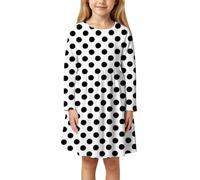 Robes d'été décontractées à manches longues pour filles, imprimé floral et pois, pour tout-petits de 3 à 11 ans, tenue élégante et mignonne pour l'école, les jeux en plein air, au (White, 8-9 Years)