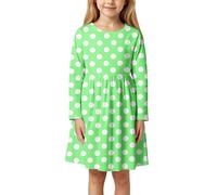 Robes d'été décontractées à manches longues pour filles, imprimé floral et pois, pour tout-petits de 3 à 11 ans, tenue élégante et mignonne pour l'école, les jeux en plein air, au quotidien/A