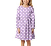Robes d'été décontractées à manches longues pour filles, imprimé floral et pois, pour tout-petits de 3 à 11 ans, tenue élégante et mignonne pour l'école, les jeux en plein air, au quotidien/A