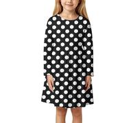 Robes d'été décontractées à manches longues pour filles, imprimé floral et pois, pour tout-petits de 3 à 11 ans, tenue élégante et mignonne pour l'école, les jeux en plein air, au quotidien/A