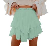 Robes d'été décontractées pour femmes, jupes double couche, tendance, couleur unie, dentelle, taille élastique, robe d'invitée de mariage, GN1., 36