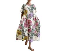Robes d'été décontractées pour femmes, motif botanique rétro, robe ample décontractée avec poche, robes midi pour femmes, violet, 5XL
