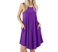 Robes d'été pour femmes 2025 - Col rond - Manches longues et pompons - Robe longue en dentelle - Longueur midi, violet, XXL