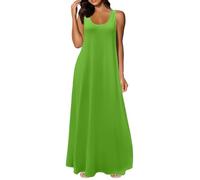 Robes d'été pour femmes, couleur unie, ample, décontractée, poche latérale, sans manches, robe d'été pour femme, vert menthe, 4XL
