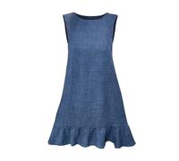 Robes d'été pour femmes, printemps 2025 et nouvelle frontière Explosion du commerce extérieur pour femmes, robe chemise à volants sans manches, robes décontractées maxi pour femmes, bleu, XL