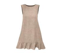 Robes d'été pour femmes, printemps 2025 et nouvelle frontière Explosion du commerce extérieur pour femmes, robe chemise à volants sans manches, robes décontractées maxi pour femmes, beige, L