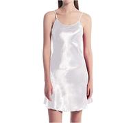 Robes d'été pour femmes, robe à col rond, lingerie intérieure, nuisette pour femme, robe de nuit longue, robe noire pour femme, blanc, XXL