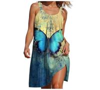Robes d'été pour femmes, robe d'été à manches courtes, robe midi décontractée à motif floral 2025, robes noires pour femmes, robe décontractée à bretelles rayées avec col en V, Vert clair., 5XL