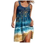 Robes d'été pour femmes, robe d'été à manches courtes, robe midi décontractée à motif floral 2025, robes noires pour femmes, robe décontractée à bretelles rayées avec col en V, Bleu - b, 3XL