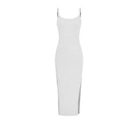Robes d'été pour femmes, robe d'été pour femme, robe à bretelles, couleur unie, taille haute, robe porte-jarretelles fendue, robe blanche pour femme, blanc, M