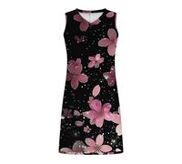 Robes d'été pour femmes, robes d'été 2025 fendues sans manches, col en V, couleur unie, ample, décontractée, robe de plage, robes d'invitées de mariage pour femmes, gris foncé, L