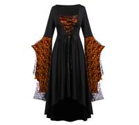 Robes d'Halloween à manches cloches crâne médiéval vintage noué | Costume Renaissance Halloween Pour Cosplay, Jouer De Role, Mascarade Et Maison hantée