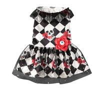 Robes d'Halloween pour chien - Jupes en dentelle pour animaux de compagnie avec motif tête de mort et fleur - Vêtements de festival pour races de petite et moyenne taille, accessoires pour animaux de