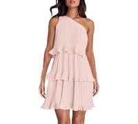 Robes d'invitées de mariage pour femmes, robe d'été 2024 sans manches, robe asymétrique, en mousseline de soie, robes d'été pour femmes, rose, M