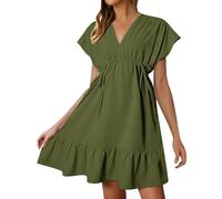 Robes d'invitées de mariage pour femmes, robes d'été 2025 à manches courtes, col en V, robe trapèze décontractée, robe midi pour femme, camouflage, XL