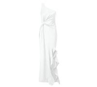 Robes d'invitées de mariage pour femmes, robes maxi robe de soirée froncée à une épaule, robe formelle pour femme, robe d'invitée de mariage, blanc, XL