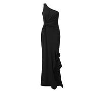 Robes d'invitées de mariage pour femmes, robes maxi robe de soirée froncée à une épaule, robe formelle pour femme, robe d'invitée de mariage, Noir , L