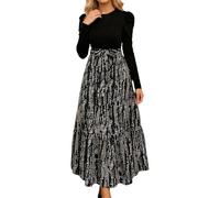 Robes élégantes pour femme - Robe longue élégante - Robe festive - Robe florale - Robe d'été - Invité de mariage - Grandes tailles - Manches longues - Courbée - Pour mariage