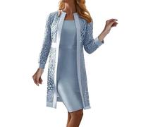 Robes Élégantes Pour Femmes - Robes Et Vestes De Mère De La Mariée Pour Les Dames De Grande Taille Ensembles De Robes En Dentelle De Couleur Unie Robes D'été À Manches Longues Avec Vestes Ensembles De