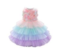 Robes Enfant Filles Fleur Jupe sans Manches Col en Rond Robes Mariage Anniversaire Cake Smash Robe de Soirée Princesse Fête Dress d'anniversaire Ceremonie Fête Robe Princesse Fille 6 Mois-5 Ans