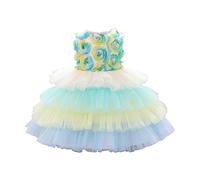 Robes Enfant Filles Fleur Jupe sans Manches Col en Rond Robes Mariage Anniversaire Cake Smash Robe de Soirée Princesse Fête Dress d'anniversaire Ceremonie Fête Robe Princesse Fille 6 Mois-5 Ans