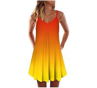 Robes Femme Soirée Mini Robe Décontractée Hawaïenne Été pour Femme - Robe Droite Manches Courtes - Longueur du Genou - Coupe Ample - Robe T-Shirt Grande Taille Col en V- Robe de Plage Robe Rockabilly