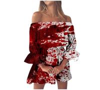 Robes Femmes Halloween Citrouille Tete De Mort Robe Medievale Grande Taille Victorienne Steampunk Gothique Vintage MéDiéVale Costume Dress for Women Déguisement Femme Halloween (Rouge Brique-2, L)