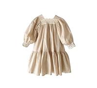 Robes Filles Bébé Nouveau-né Fille Longue Sans Manches Solide Dentelle Printemps Princesse Robe Vêtements, beige, 2-3 ans