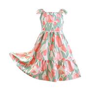 Robes Filles sans Manches Robe Princesse pour Enfants Robes d'été à Col Rond Dress de fête de Mariage Vêtements Décontractés Robe de Première Communion Anniversaire Fête Photographie 4-11 ans