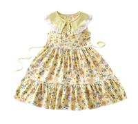 Robes Filles sans Manches Robe Princesse pour Enfants Robes d'été à Col Rond Dress de fête de Mariage Vêtements Décontractés Robe de Première Communion Anniversaire Fête Photographie 4-11 ans