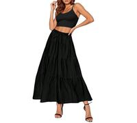 Robes formelles pour femmes, pour les vacances quotidiennes, les vacances, jupe longue évasée, robe d'été pour femme, Noir , S
