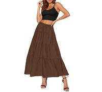 Robes formelles pour femmes, pour les vacances quotidiennes, les vacances, jupe longue évasée, robe d'été pour femme, café, XL