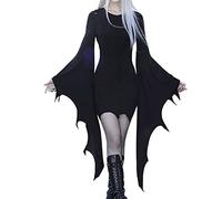 Robes Gothique Femme- Costume D'Halloween Femme Moulant à Manches Chauve-Souris Grandes Tailles De Vampire Mini Dress Cosplay De SorcièRe Carnaval Steampunk Cosplay Renaissance Victorienne DéGuisement