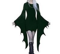 Robes Gothique Femme- Costume D'Halloween Femme Moulant à Manches Chauve-Souris Grandes Tailles De Vampire Mini Dress Cosplay De SorcièRe Carnaval Steampunk Cosplay Renaissance Victorienne DéGuisement