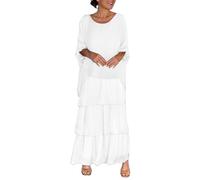 Robes maxi pour femmes 2025 en coton surdimensionné manches mi-longues baggy décontracté robe longue artistique ample robe d'été pour femme, blanc, 4XL