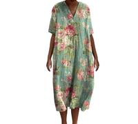 Robes maxi pour personnes âgées avec col ample à manches courtes et robes formelles pour femmes, Vert, M