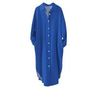 Robes maxi pour personnes âgées manches extérieur doux décontracté t-shirt grande taille, bleu, S
