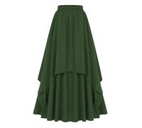 Robes médiévales pour femme - Jupe médiévale - Style gothique victorien - Accessoires médiévaux - Vintage - Carnaval - Jupe longue - Jupe de bal - Cosplay - Jupe steampunk, R vert., L