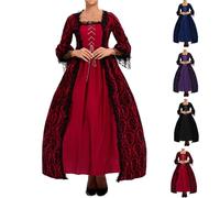 Robes médiévales sexy pour femme, style rétro, col carré, robes médiévales pour Halloween, carnaval, palais Queen gothique, cérémonie, cocktail
